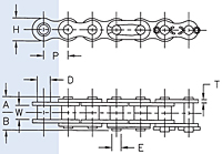 Dimensions<!--Self-Lube & Rollerless Chains Single Strand-->